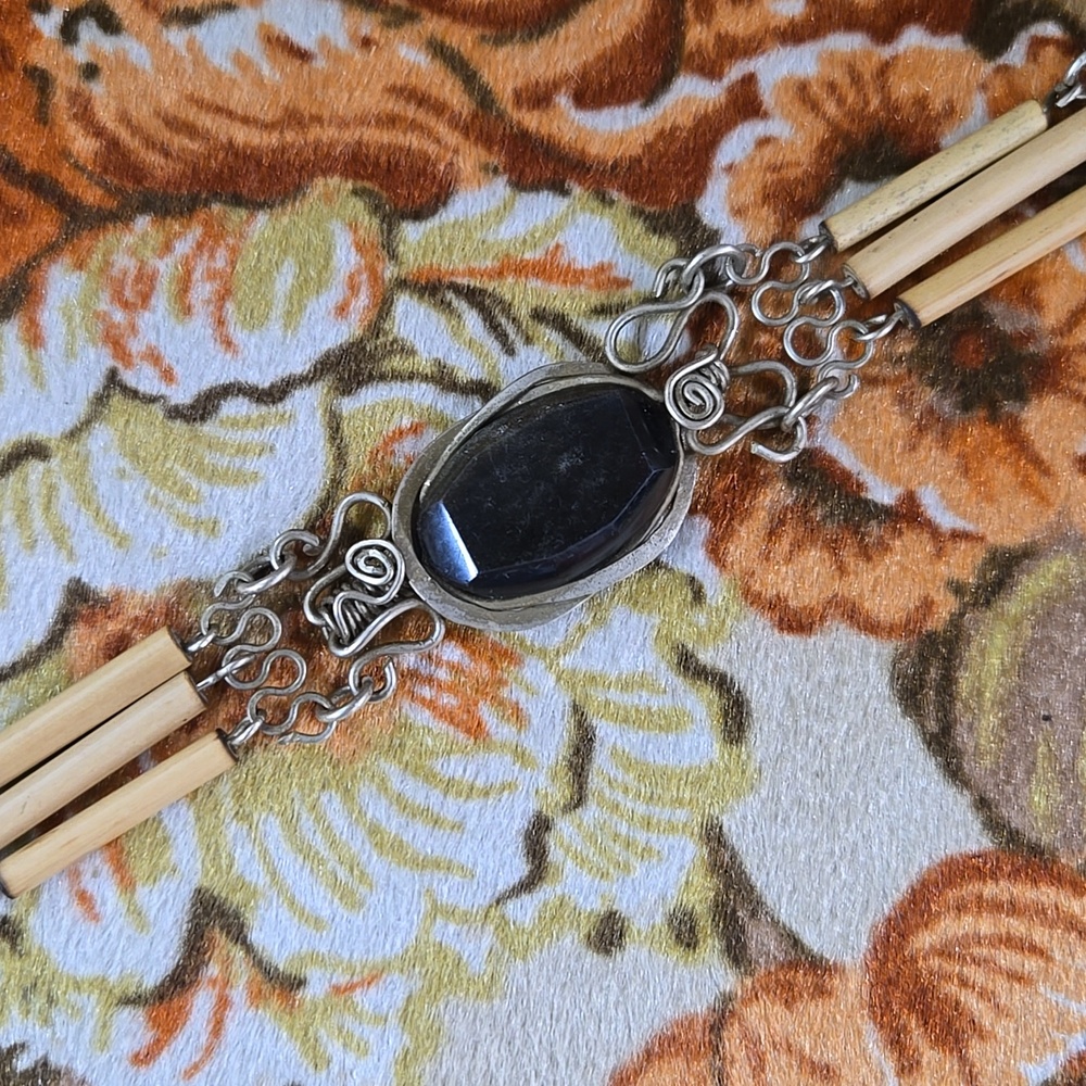 Stone Necklace Choker Necklace Wood Bamboo Beads Wire Wrapping Y2K Boho Hippie